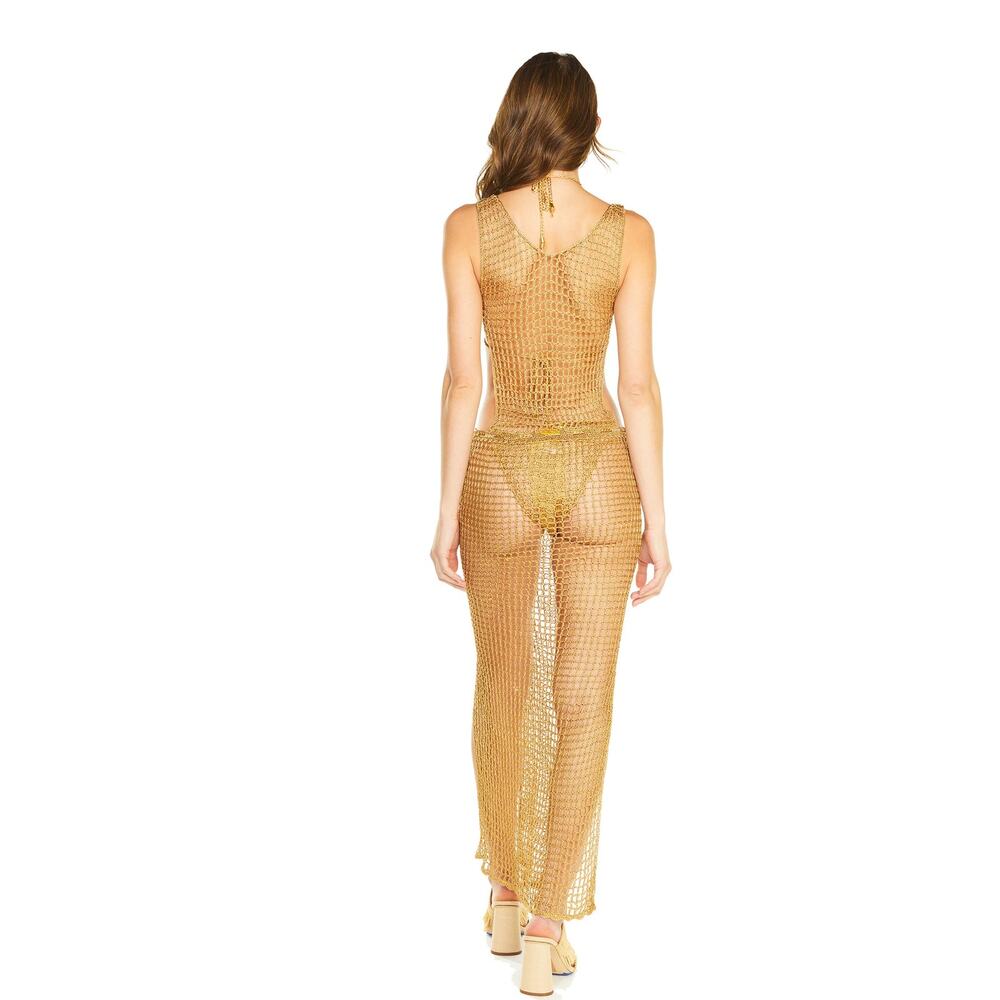 Lisa Maree Women's XS Make it KNown Ner Dress in Gold Metallic - Picture 2 of 8